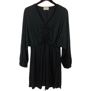Dress Up Deep V Front Cinch Black Boho Dress Size S